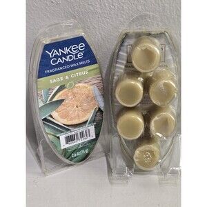 Yankee Candle Lot Fragrance Wax Melts Sage & Citrus Set Of 2 New Spring Summer